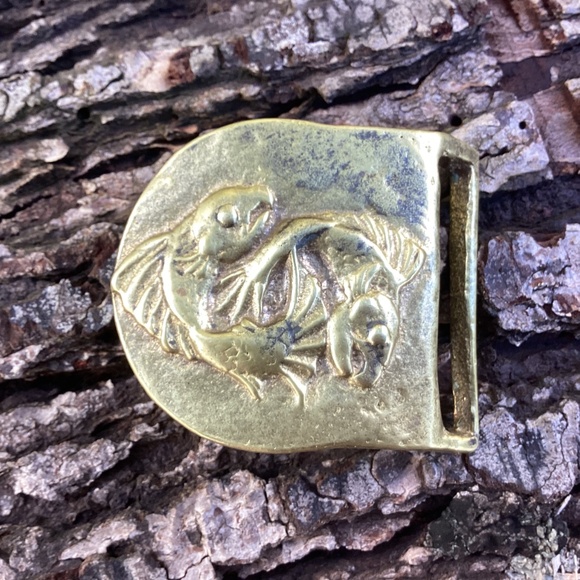 Vintage Solid Brass E Kirchner 1973 Fish Pisces Belt Buckle main image 5